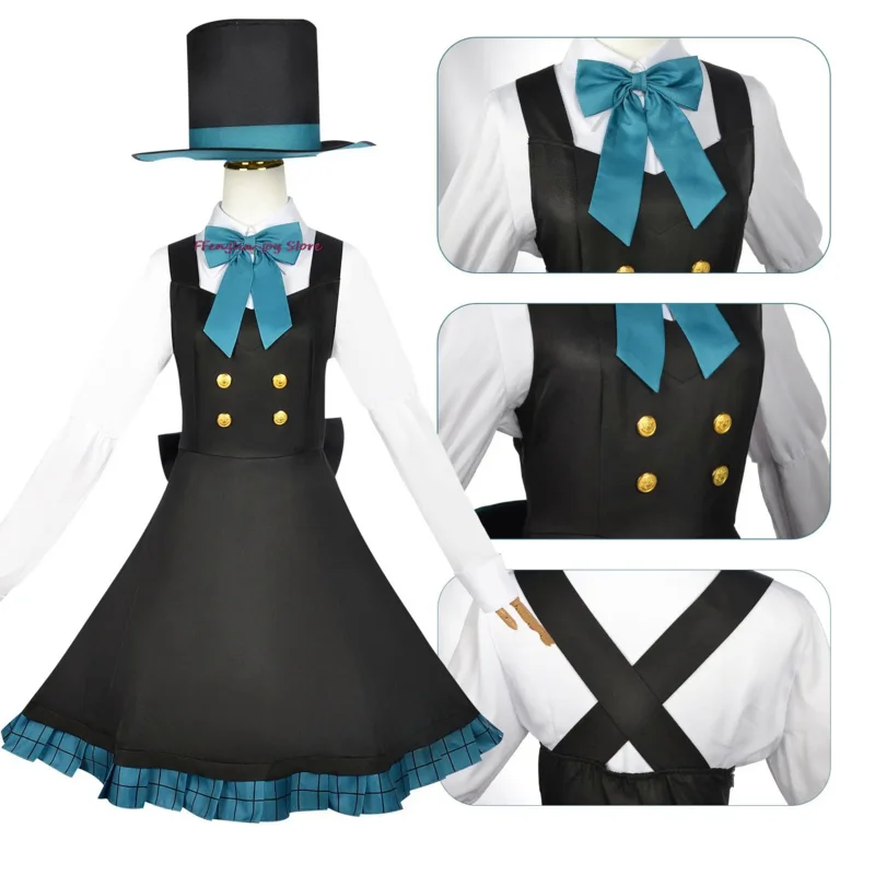 Disfraz de Anime Genshin Impact para hombre y mujer, conjunto de peluca y sombrero, uniforme Lyney para fiesta de Halloween