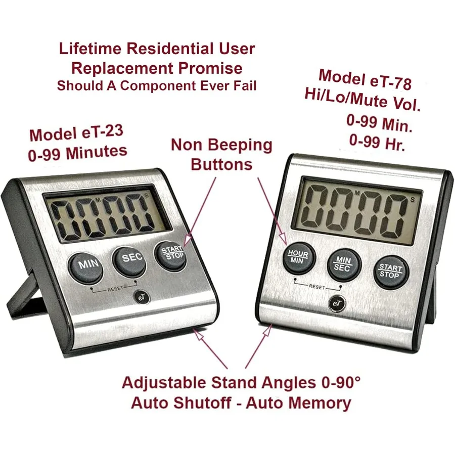 مؤقت مطبخ رقمي أنيق من الفولاذ المقاوم للصدأ موديل eT78 يعرض 099 دقيقة. أو 099 ساعة. مفتاح حجم مغناطيسي قوي للغاية من أجل Mut #3