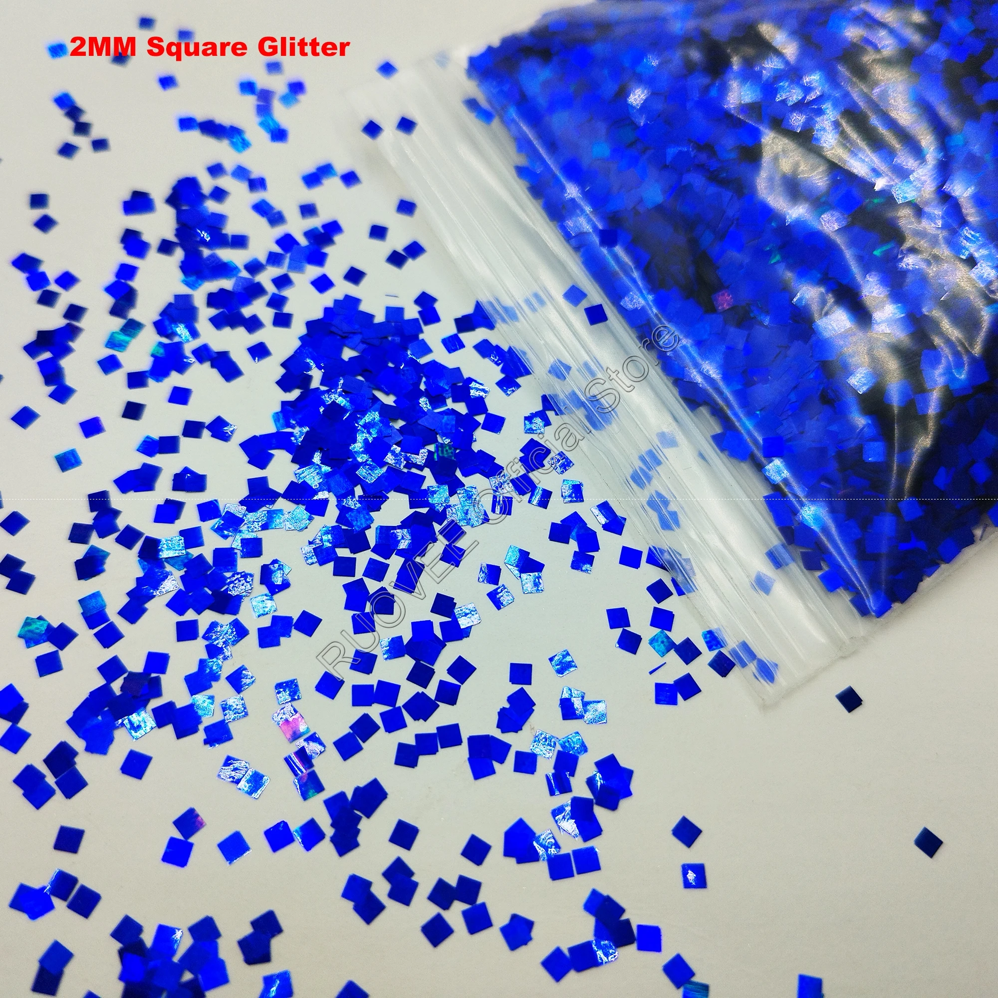 50G Holographic Laser Blue Color Square Chunky Glitter Flake Sequin Spangle Shape for DIY Nail Art,Facepaint,Craft,Slime,Tumbler