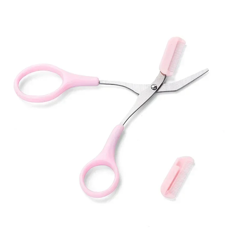 1Pcs Safe Eyebrow Trimmer Stainless Steel Eyebrow Scissors with Comb Hair Removal Shaver Eyebrows Shaping Makeup Tool