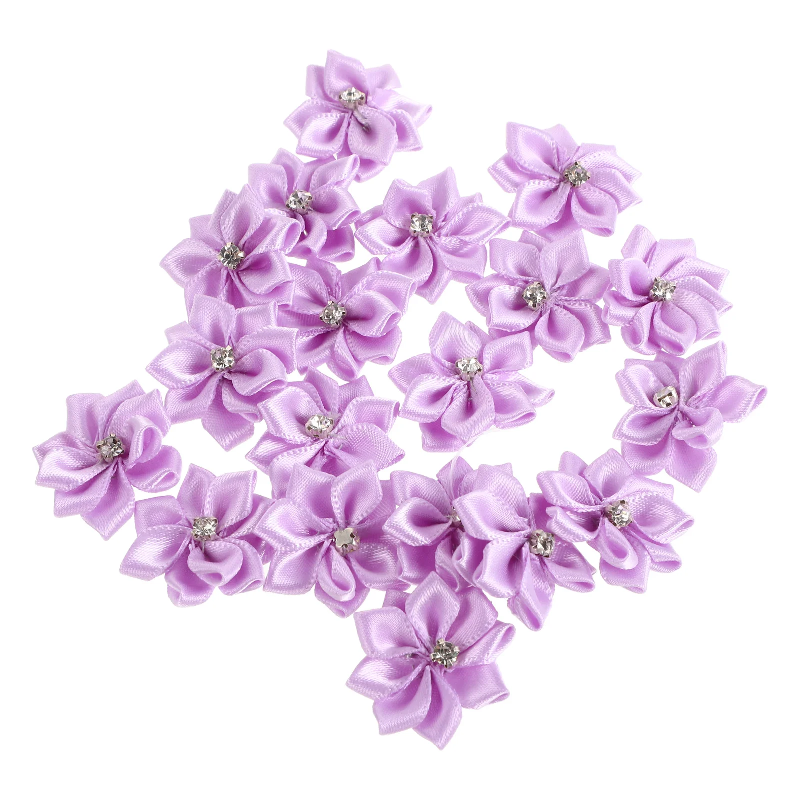 

20pcs Bulk Cloth Hair Accessories DIY Fabric Flowers Glitter Chiffon Tulle Artificial Headwear Clips Handmade for Bags