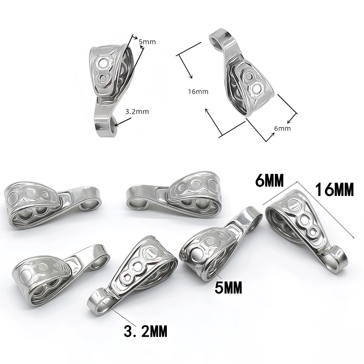10-30 Stück Edelstahl-Anhängerhaken, Verbindungsstücke, Verschlüsse 6x16mm, Halsketten-Anhängerclips, Zubehör für die Schmuckherstellung – Detail 1