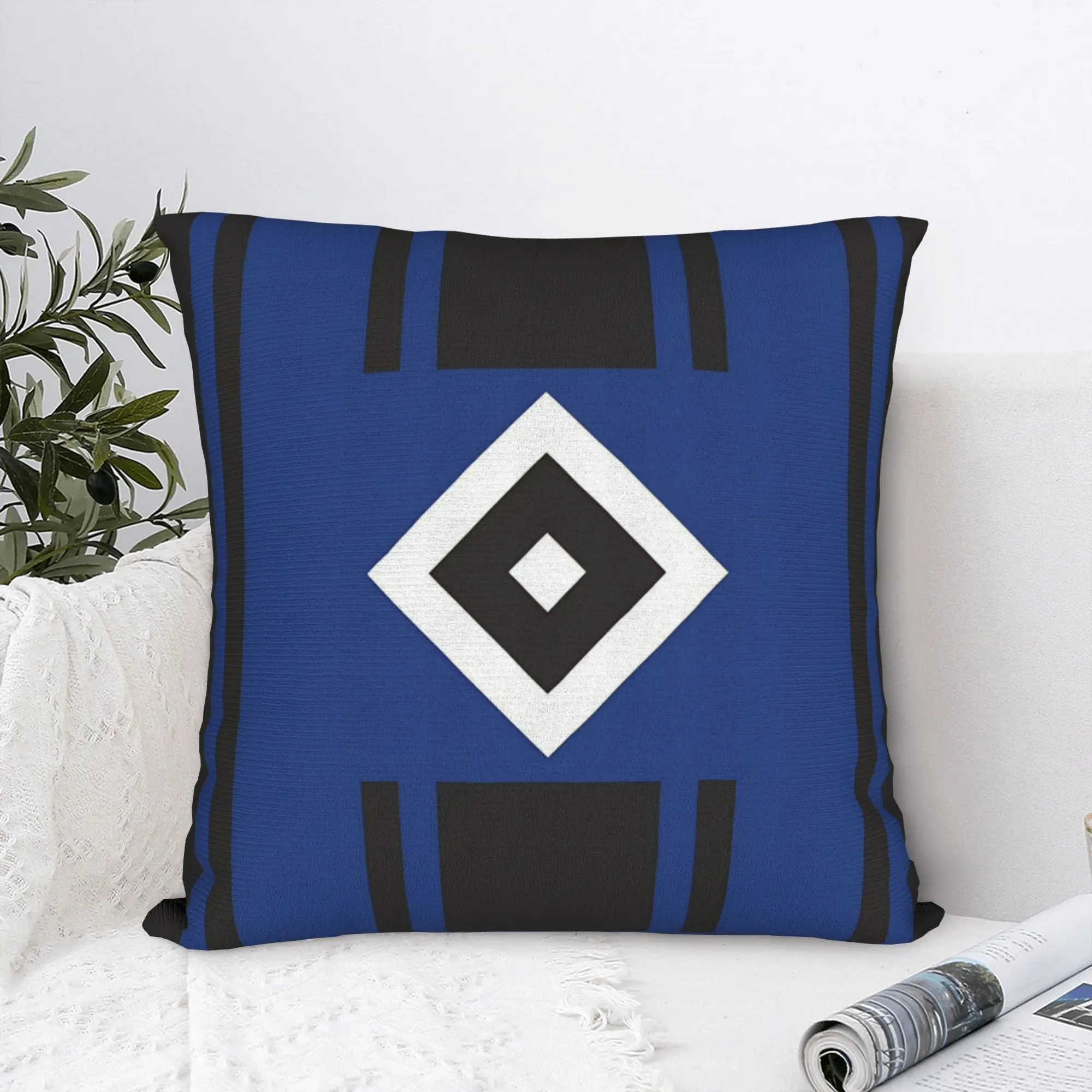 Blue Diamond HSV Soccer Square Pillow Cases Hamburgers SV Bundesligas Cushion Cover Throw Pillow Case Cover for Sofa 40*40cm