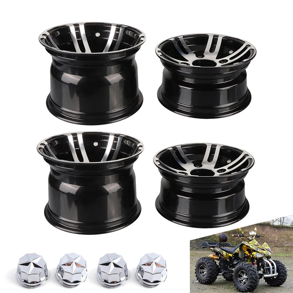 4pc 10 inch Aluminum Front Rear Wheel Hub For 4-Wheel Vehicles ATV Go Kart Buggy Golf Cart Quad Bike 22/20X10-10 23/21X7-10 Tire