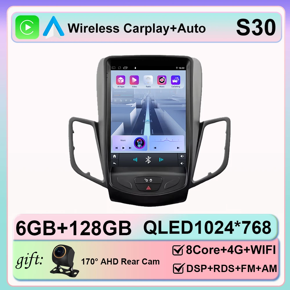 9.7 inch autoradio voor Ford Fiesta MK 7 2008-2019 Android 16 auto multimediaspeler navigatie stereo 4G BT WIFI stereo GPS