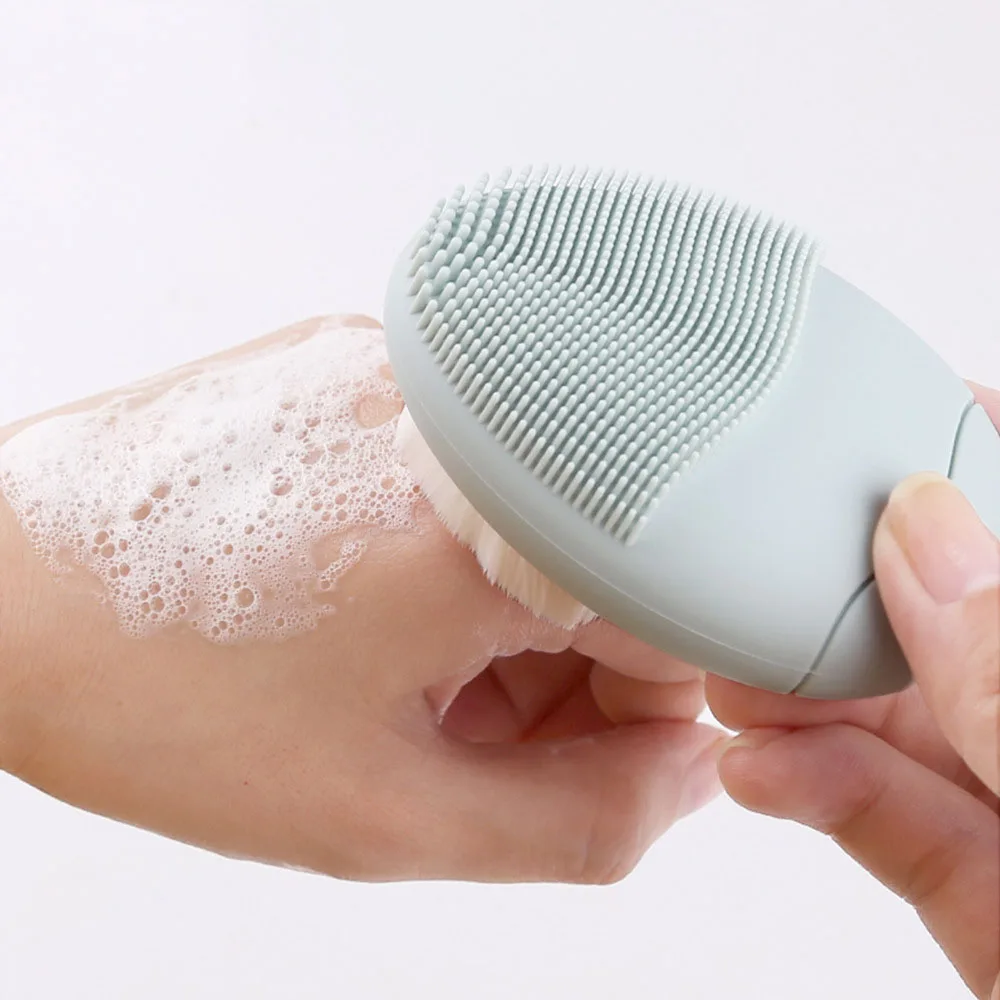 1 st Dubbele Hoofd Gezicht Wassen Borstel Zijdig Siliconen Handmatige Massage Gezichtsreiniger Borstel Zachte Haren Diepe Reiniging Peeling Tool