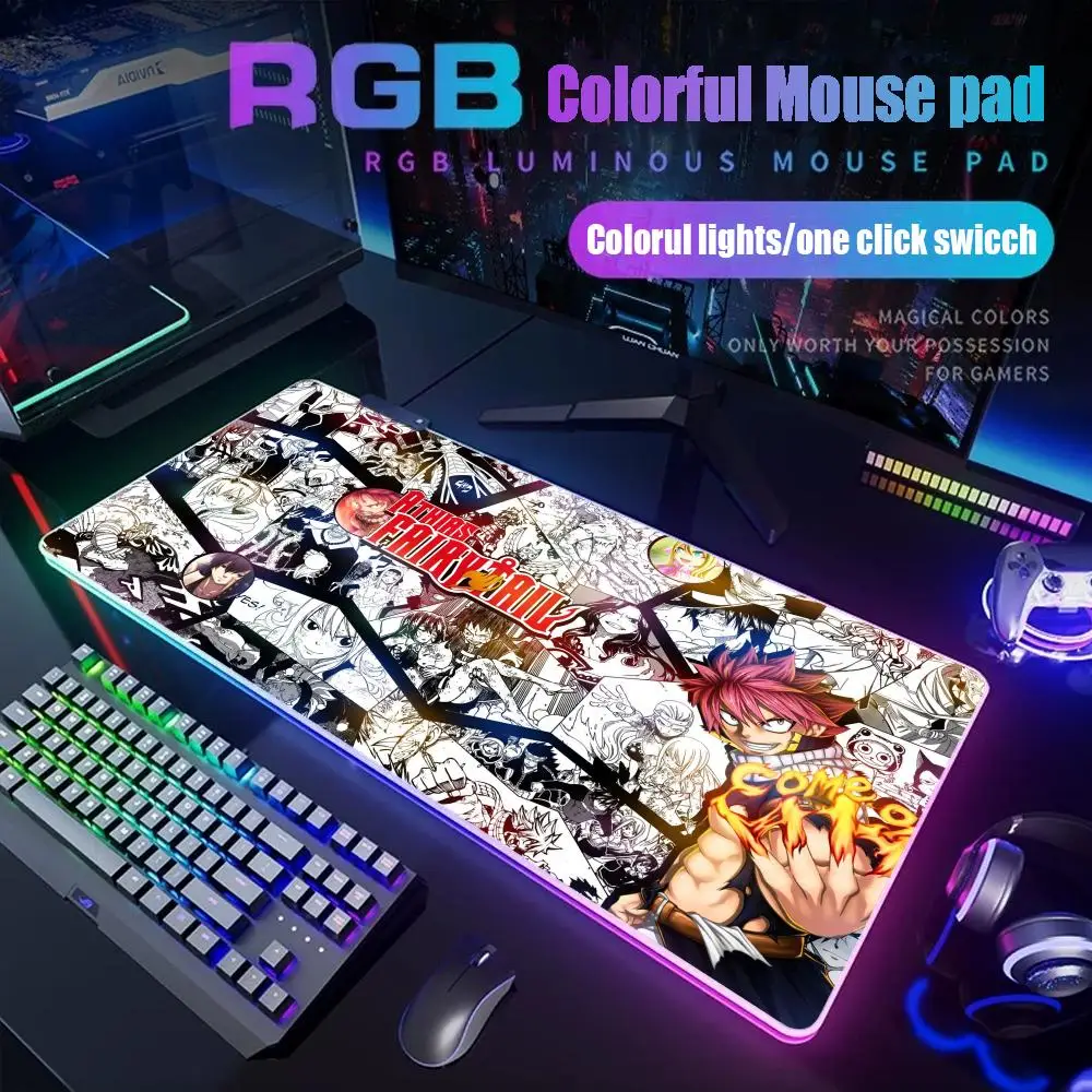 

Anime fairy tail Mouse Pad Gamer Rgb Desk Mat Back Light Led Mousepad Setup Gaming Accessories Deskmat Big Mousepad Backlight