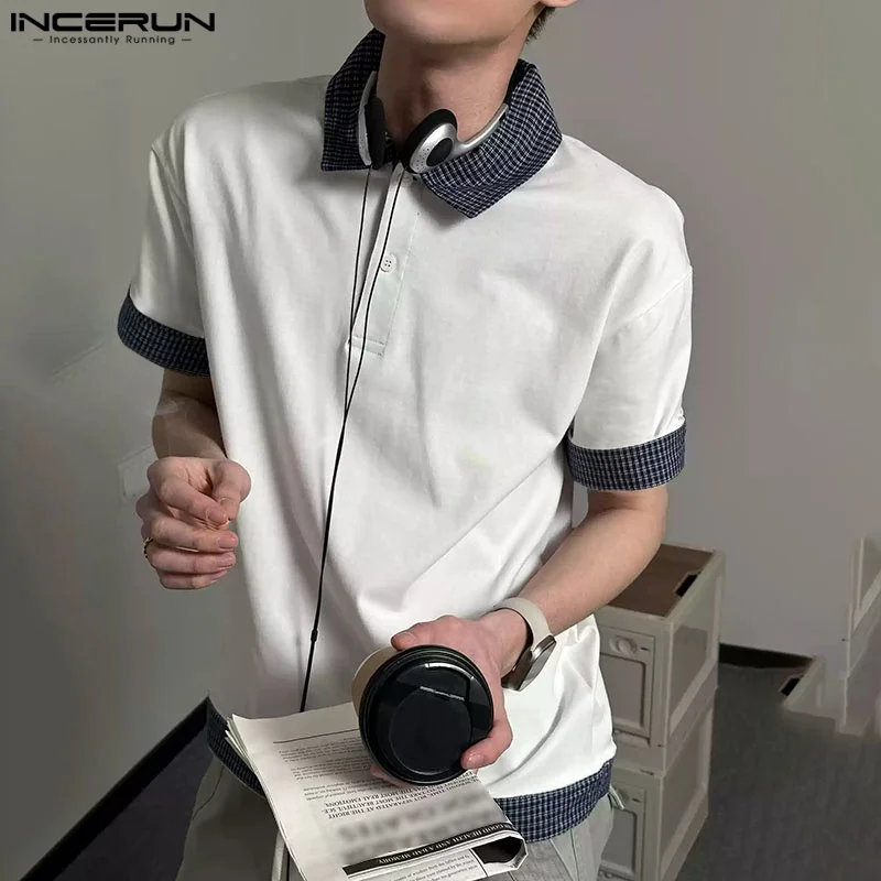 قميص رجالي 2025 منقوش عليه طية صدر السترة وأكمام قصيرة ملابس رجالية غير رسمية كبيرة الحجم ملابس الشارع الشهير قمصان رجالية صيفية كورية INCERUN #3