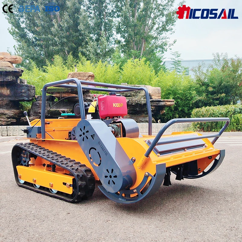 Professional Remote Control Grass Cutter Machine Tracked Lawn Mower for Commercial Landscaping Farm and Municipal Maintenance