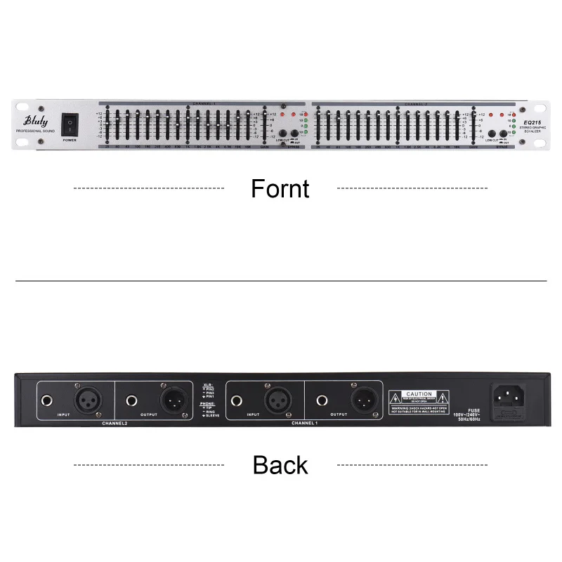 Btuty EQ-215 Dual Channel 15Band equalizzatore 1U Rack Mount equalizzatore grafico Stereo a 2 canali 110-240V apparecchiature Audio professionali