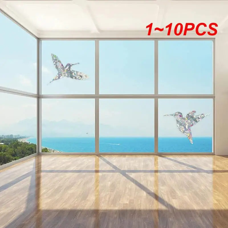 1~10PCS Static Stickers Rainbow Prism Window Clings Hummingbird Flower Stop Alert Anti-Collision Prevent Crash Glass