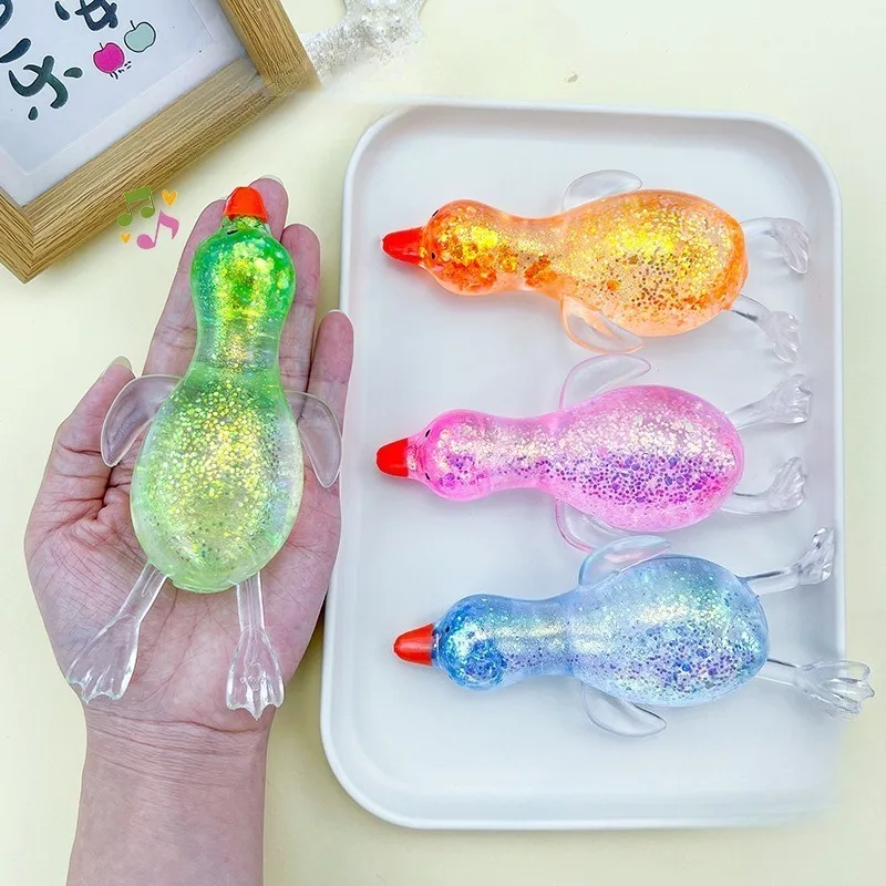 Glitzer-Kristall Schwan-Enten Squishy Spielzeug Langsam Aufsteigendes Weiches Stressabbau-Quetschspielzeug Tragbares Mini-Schreibtisch-Ornament Partygeschenk