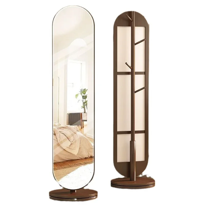 Mirror Full body Dressing Mirror Rotatable Bedroom Home Floor  Clothes Hat Stand Two in One Vertical Fitting Mirror