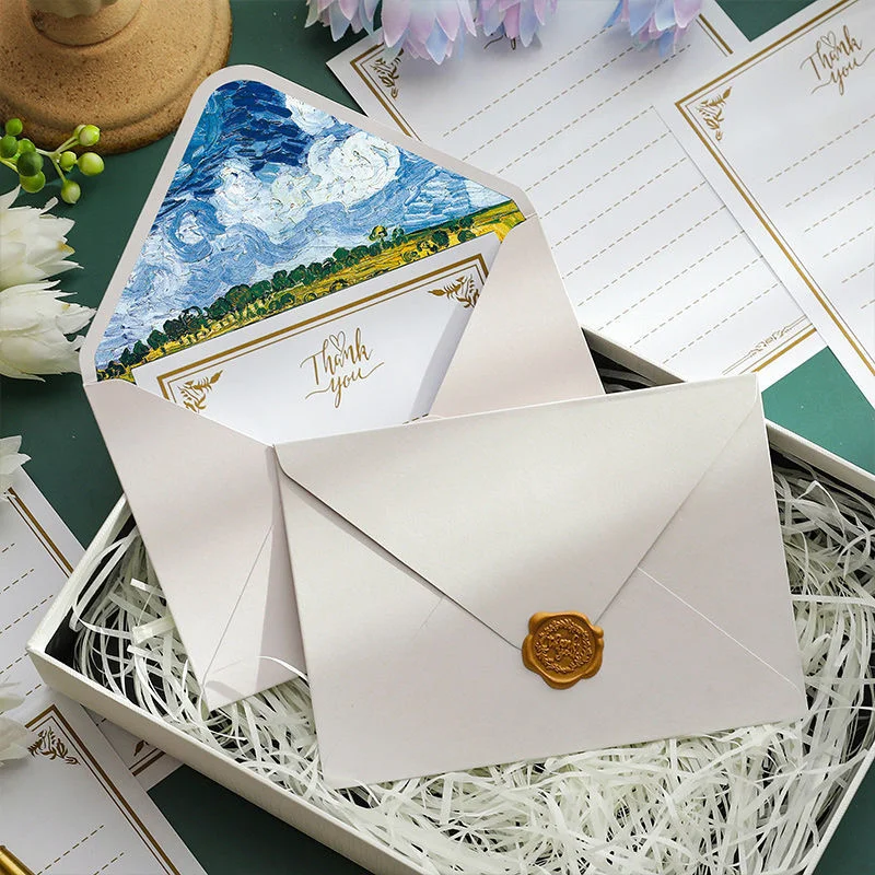 6pcs/set Exquisite Vintage Envelopes Classic Van Gogh Oil Painting and Plant Artistic Envelopes for Letters Wedding Invitation