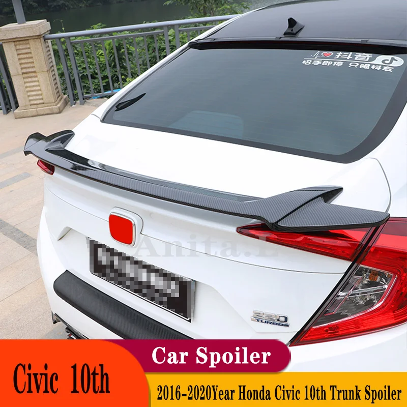 

Carbon Look ABS Plastic Decorate Rear Trunk Lid Car Spoilers Wings For Honda Civic 2016 2017 2018 2019 2020 Sedan 10th Gen