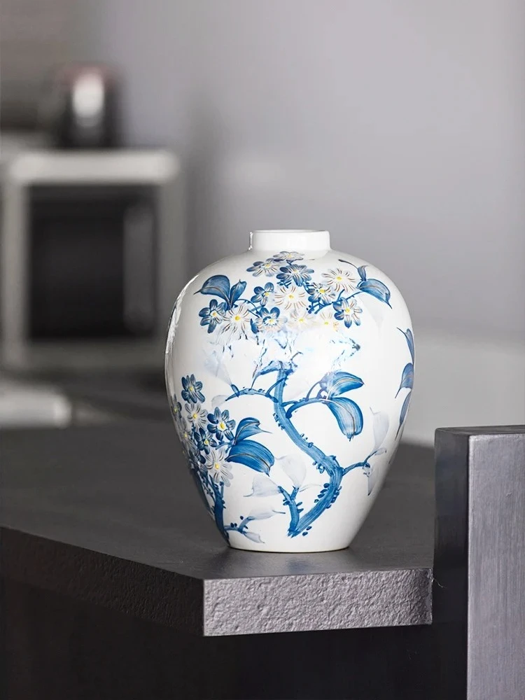 LXY New Chinese-style big-bellied Nafu vase ornament, home ceramic flower decoration