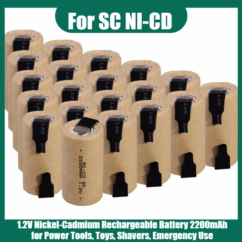

For SC NI-CD 1.2V Nickel-Cadmium Rechargeable Battery 2200mAh for Power Tools, Toys, Shavers, Emergency Use
