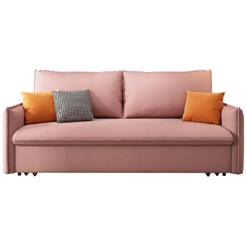 Nordic sofa bed foldable dual-purpose double small apartment living room multi-functional pull-out folding bed solid wood simple