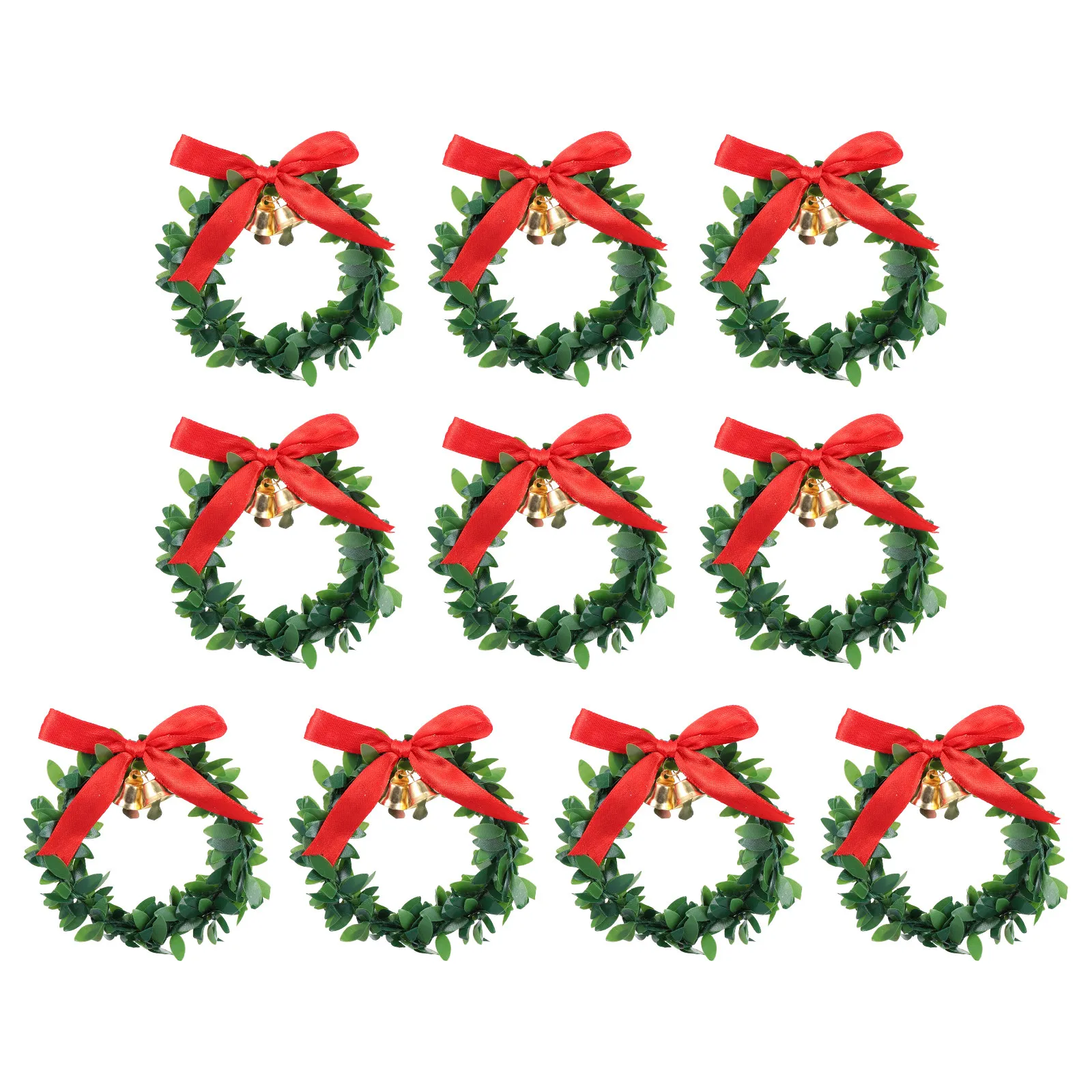 10Pcs Xmas Garland Leaves Christmas Rattan Hoop Simulation Garland Door Wall Christmas Pendant Scene Layout Prop
