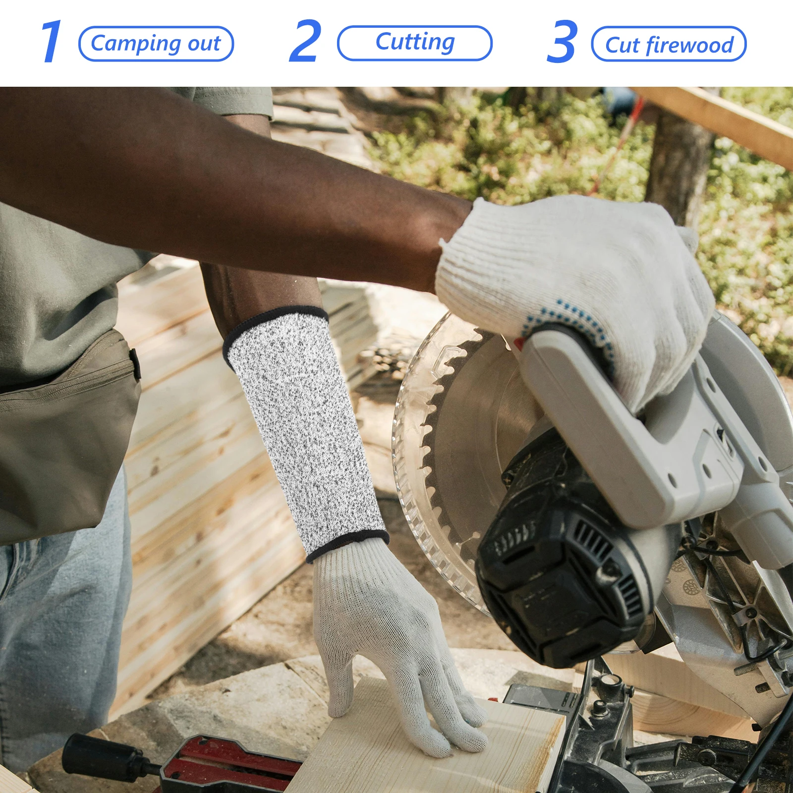 

4pcs Anti-Cut Arm Sleeves High Strength Cut Resistant Protective Guards For Outdoor Camping Wood Chopping Gardening Breathable