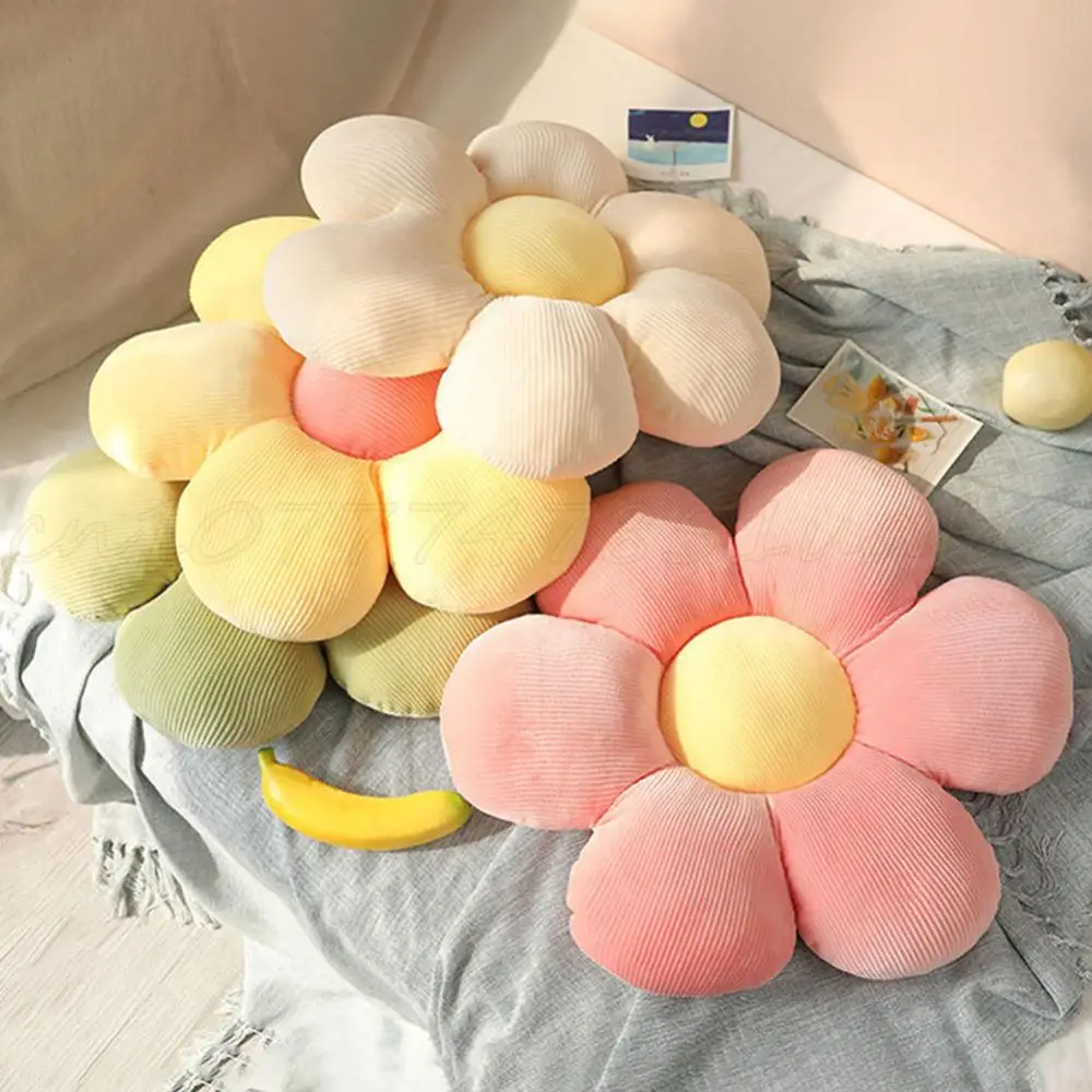 40cm Colorful Flowers Plush Pillow Decorative Daisy Shaped Floor Cushions Aesthetic Stuffed Seating Cushions for Home Ornament