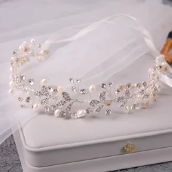 Accessori per capelli da sposa cintura per capelli con perle di cristallo ornamenti per capelli da sposa gioielli per capelli fasce per copricapo da sposa