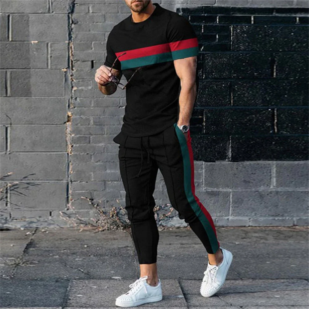 Summer Set Men Oversized T Shirt Pants Sets3D Print Men\'s Clothing Casual Tops Trousers Suits Men Tracksuits Sweatpants Outfits