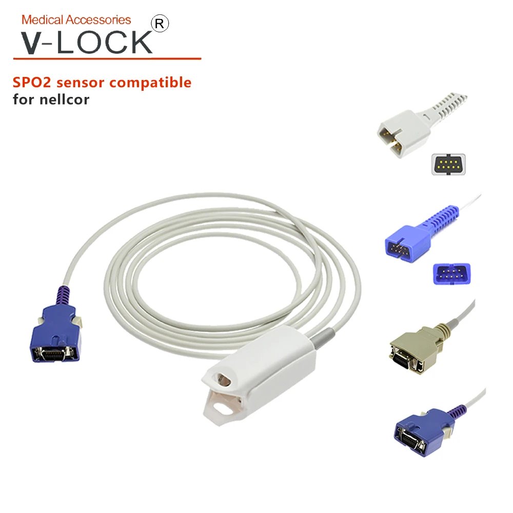 

V-LOCK blood oxygen saturation spo2 sensor compatible for nec-lor oxi-module N395 N595 N560 DS100A DOC-10 DEC-8