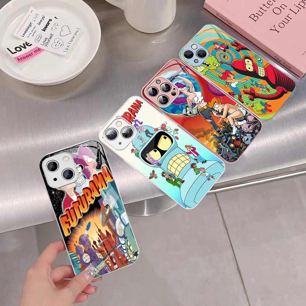 F-Futurama-Bender Art Phone Case Tempered Glass For iphone 14 13 12 11 Pro Mini XS MAX 14Plus X XS XR Cover