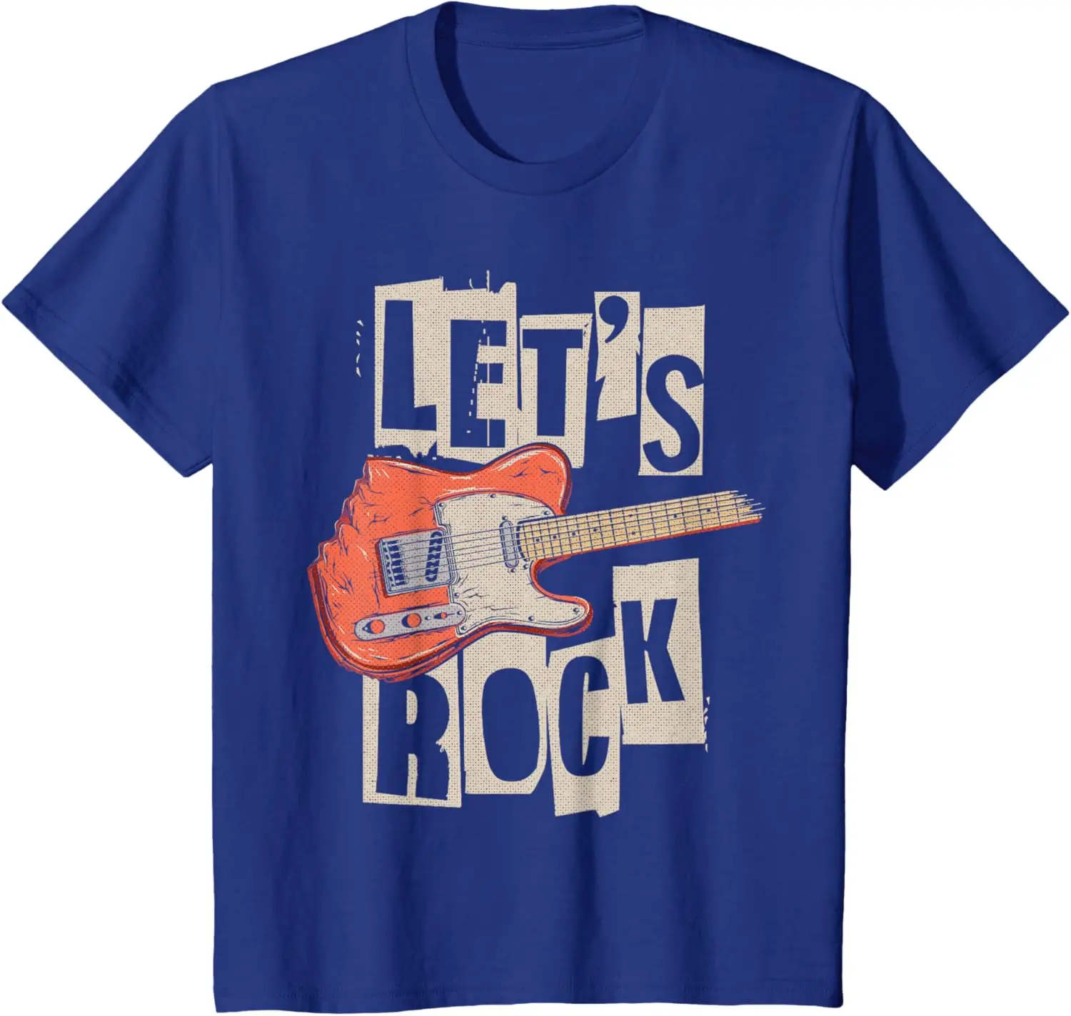 Let's Rock Electric Guitar Music Lover Band Guitarist Retro Kid Boy Girl T-Shirt Casual Graphic T Shirts Cotton Tee Tops
