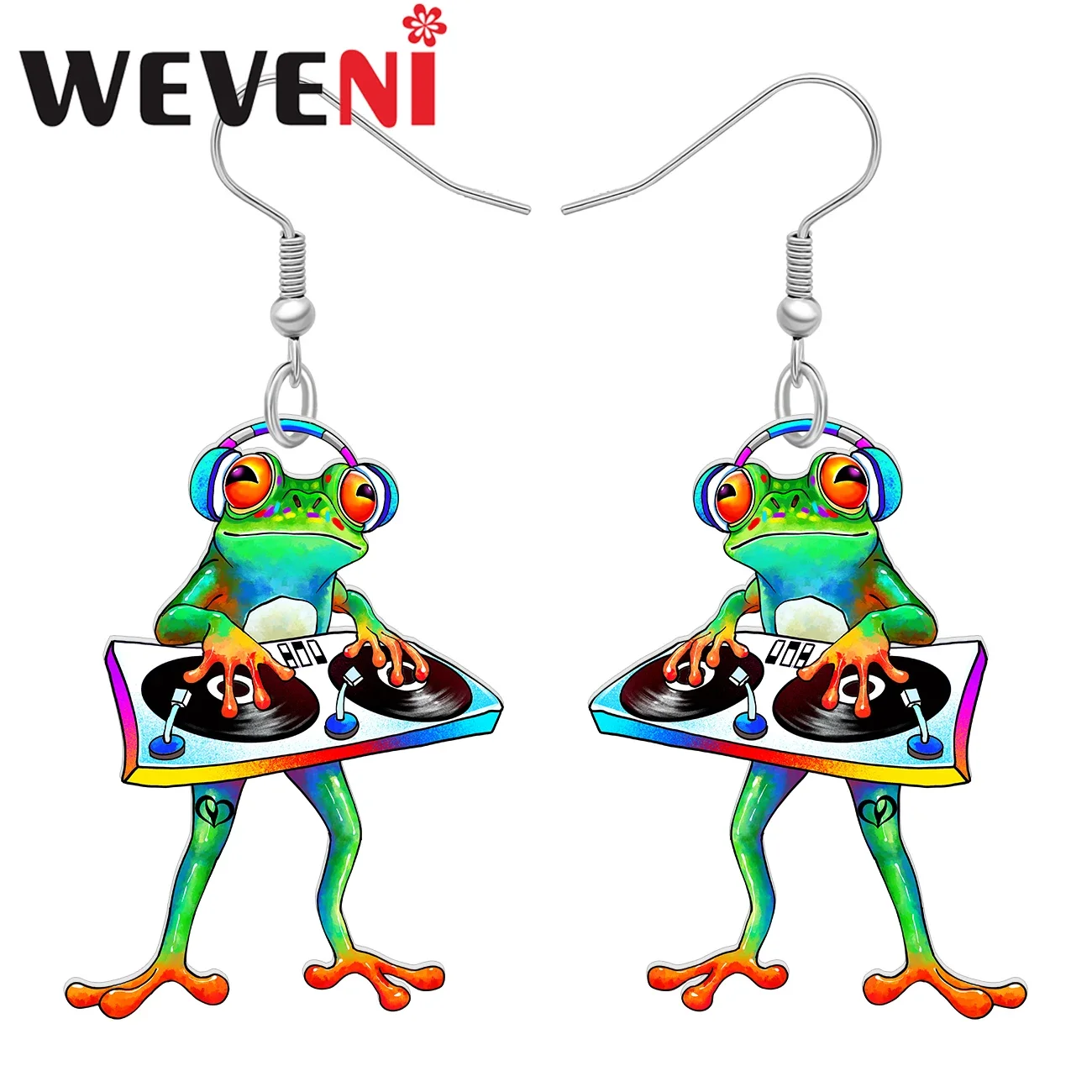 

WEVENI Acrylic Rock Hiphop Frog Earrings Novelty Animals Dangle Jewelry Accessories for Women Girls Kids Gifts Hypoallergenic