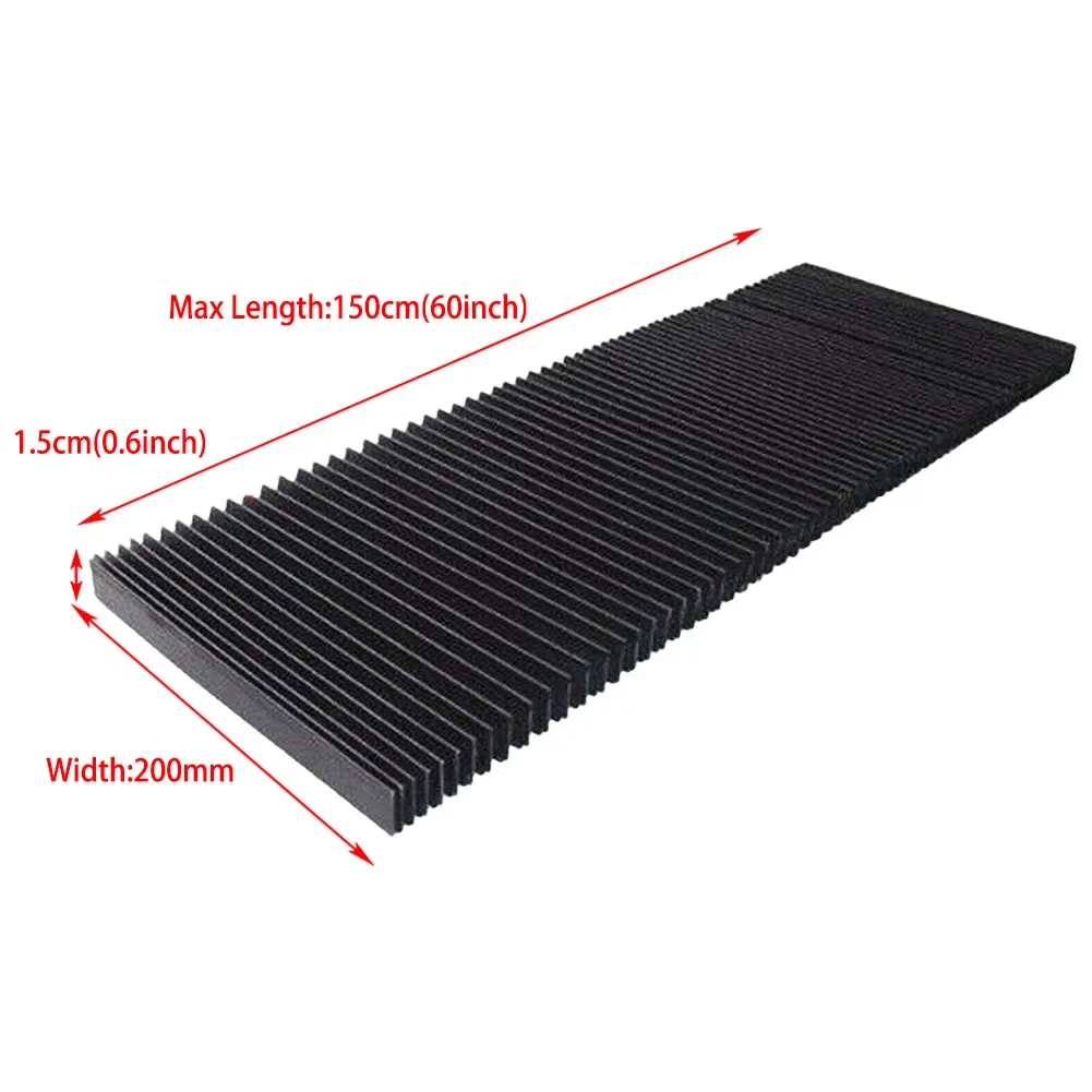 For CNC Milling Machine Dust Cover Black Corrugated Pipe Cover Tool Flexible Protection Plane130MM-300MM Width Stretch 1.5M Long