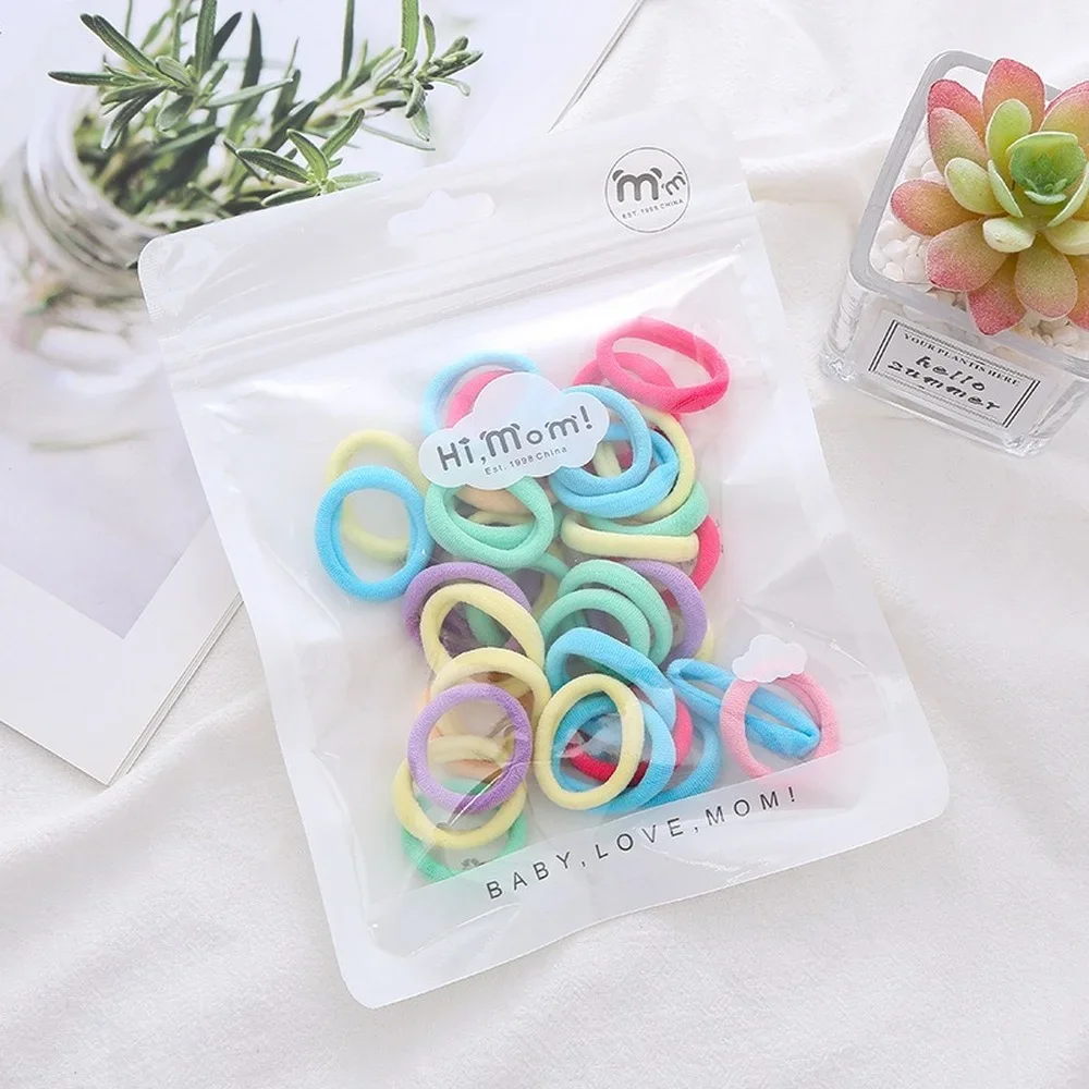 50 Pcs Lovely Small Towel Ring for Children Girls Mixed Candy Color Head Rope Seamless High Elastic Rubber Band Hair Accesories