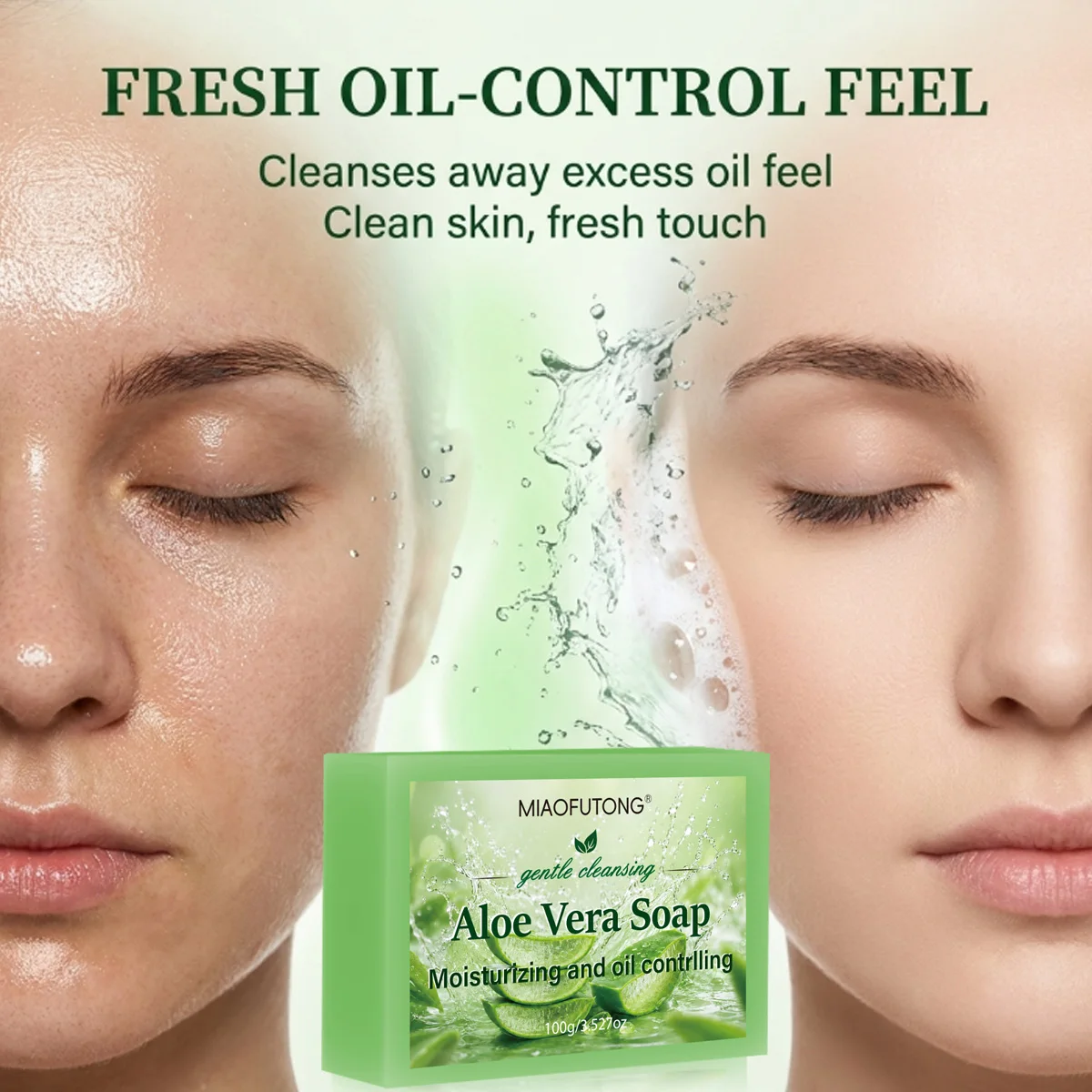 4 In 1 Aloe Vera Handmade Essential Oil Soap Moisturizing Cleansing Handmade Soaps Refreshing Soothing Redness Gentle Clean Face Body Bath Soap Natural Skin Care Washing Tools