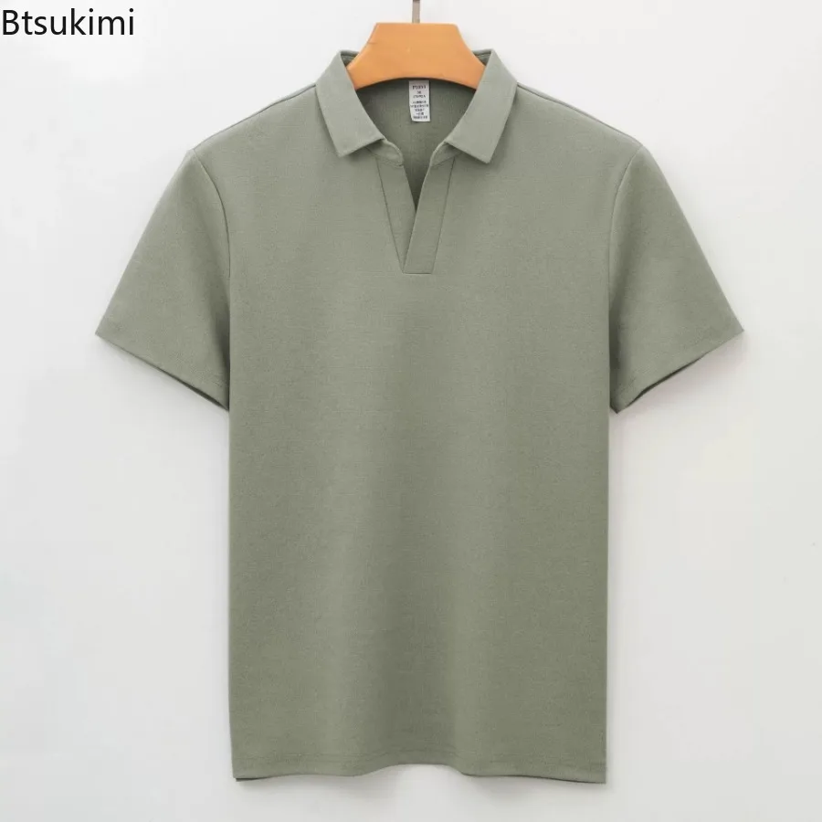 High End Seagull Collar Sport Seamless Polo Shirt Men's T-shirt Antibacterial Breathable Quick Drying Lapel Short Sleeved Tops