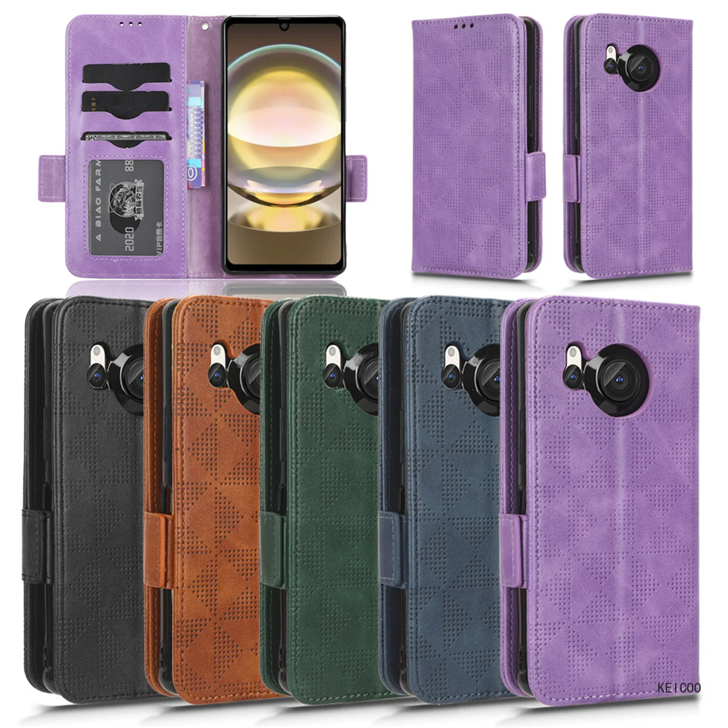 Magnetic Buckle Card Slot  for Sharp Sense7 Plus Aquos R8 Pro Wish 3 8Pro Phone Shell Folding Bracket Wallet Clip Phone Case