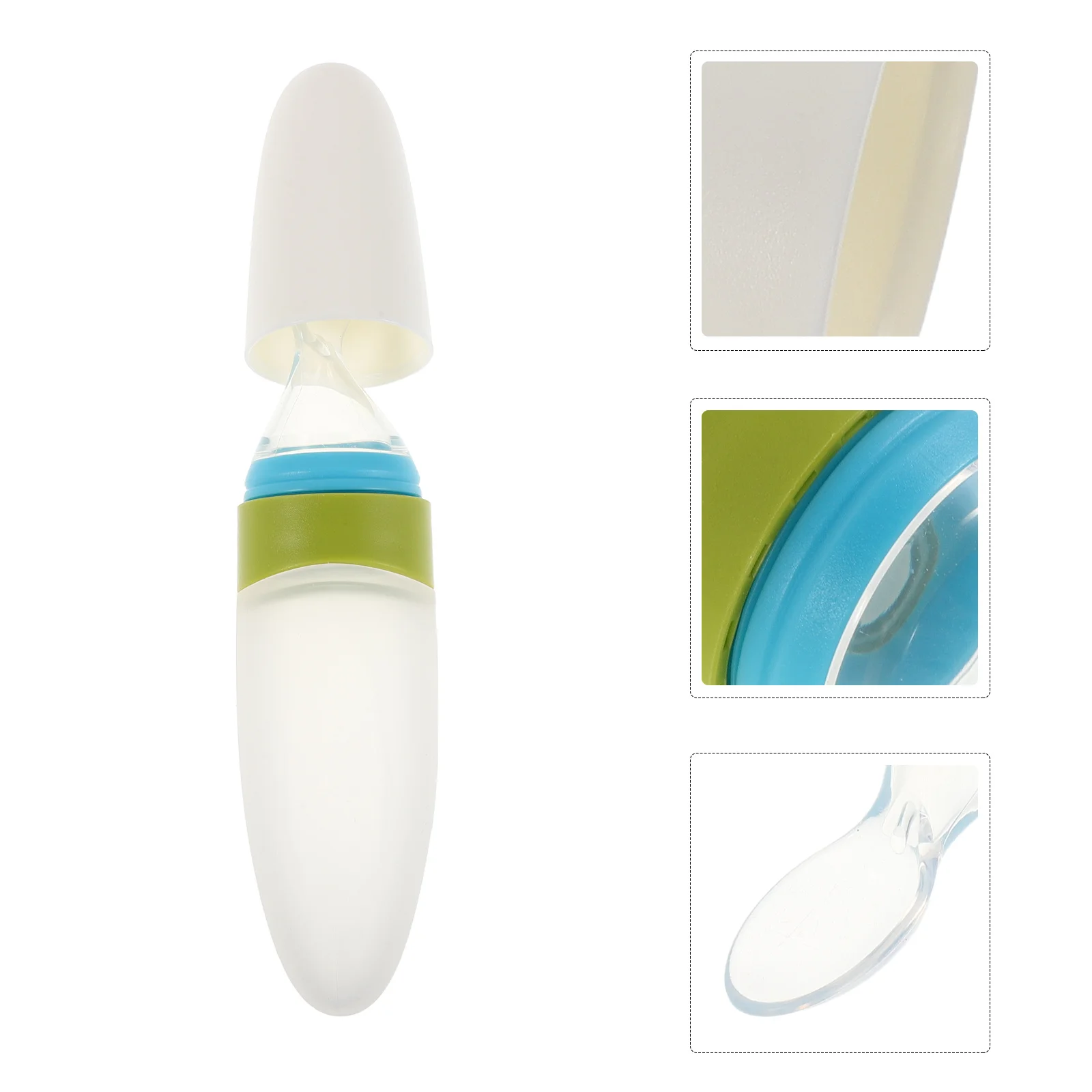 

Silicone Baby Feeding Spoon Soft Gum Shield For Teething Squeeze Dispensing Design Easy Clean Travel-Friendly - Cereal