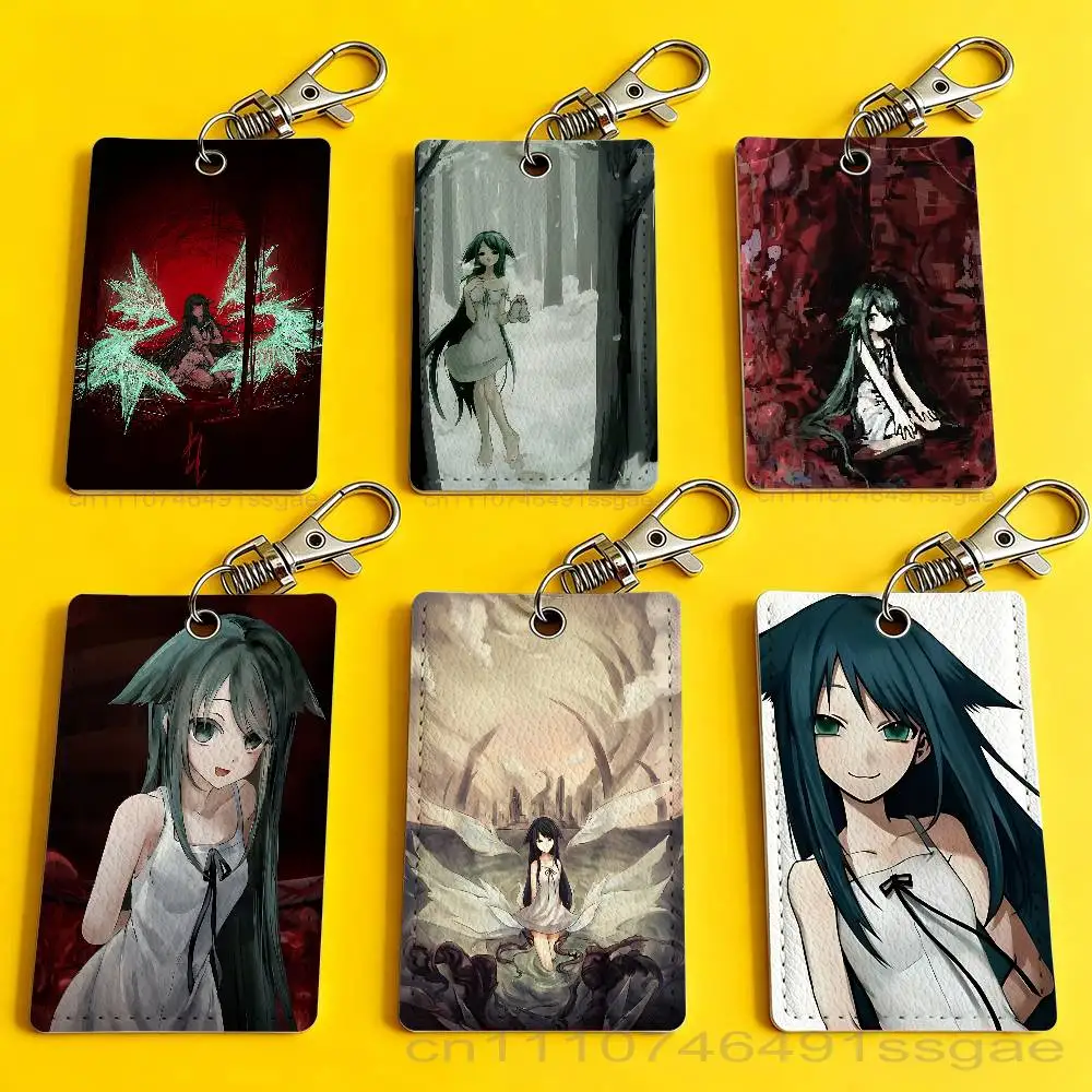 

Cute The Song of Saya Card Case Leather Card Holder Keychain Key Ring Door Access Tags ID Card Case Keychain
