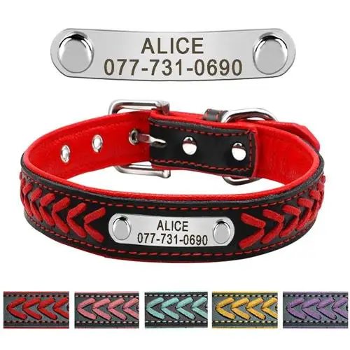 Halsband Gepersonaliseerde Aangepaste Dog Tag Halsband Gegraveerde Puppy Kat Naamplaat Halsband Verstelbaar Voor Kleine Middelgrote Honden Mopshond