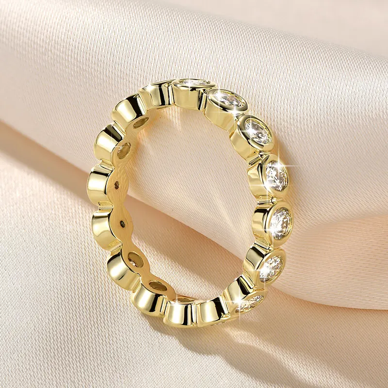 IOGOU 14k Gold Filled Full Eternity Ring Bezel 3mm D Round Moissanite Rings Stackable Bands GRA Certified Jewelry for Women 2026
