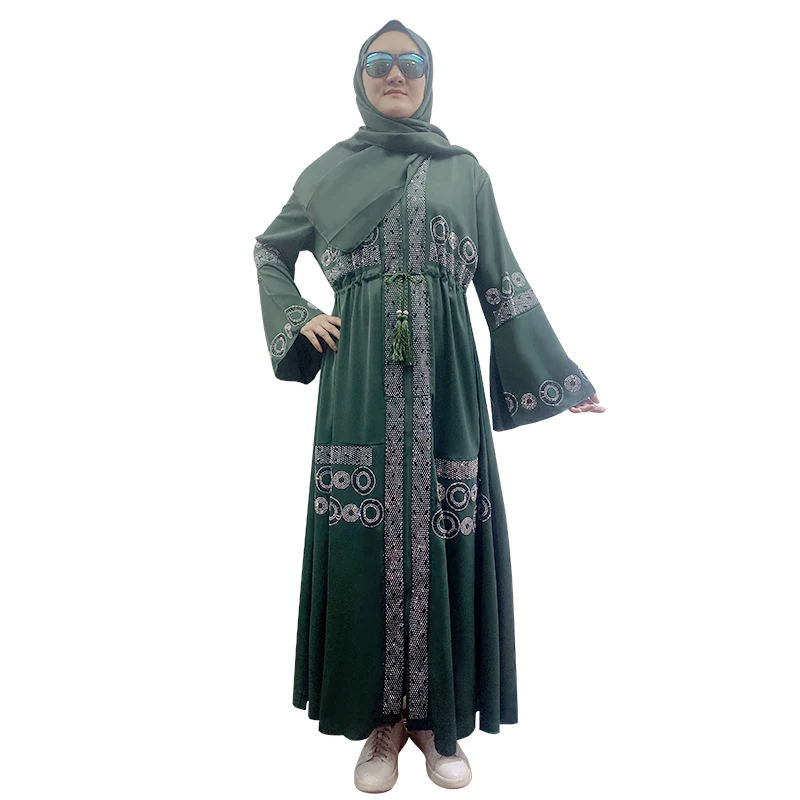 Ramadan Abaya ดูไบหรูหราชุดยาว Eid Kaftan ซิป Strawstring เพชร Femme มุสลิมผู้หญิงแอฟริกันวันหยุดชุด Kebaya