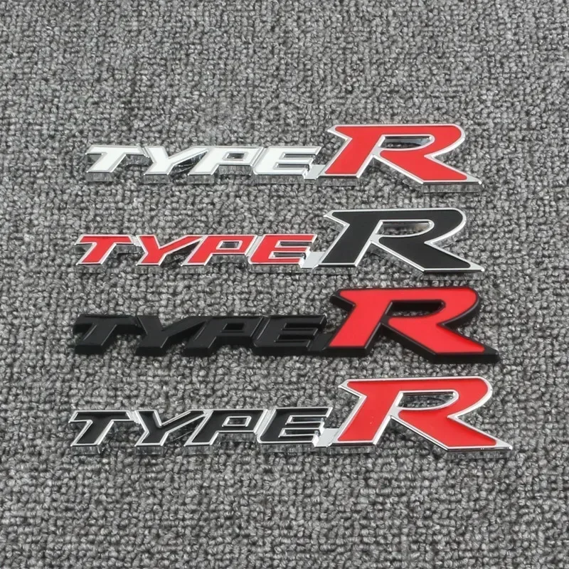 3D Metal Type R Logo Car Rear Trunk Front Grill Badge Emblem Sticker Decals For Honda Civic Fit Accord TypeR Accessories