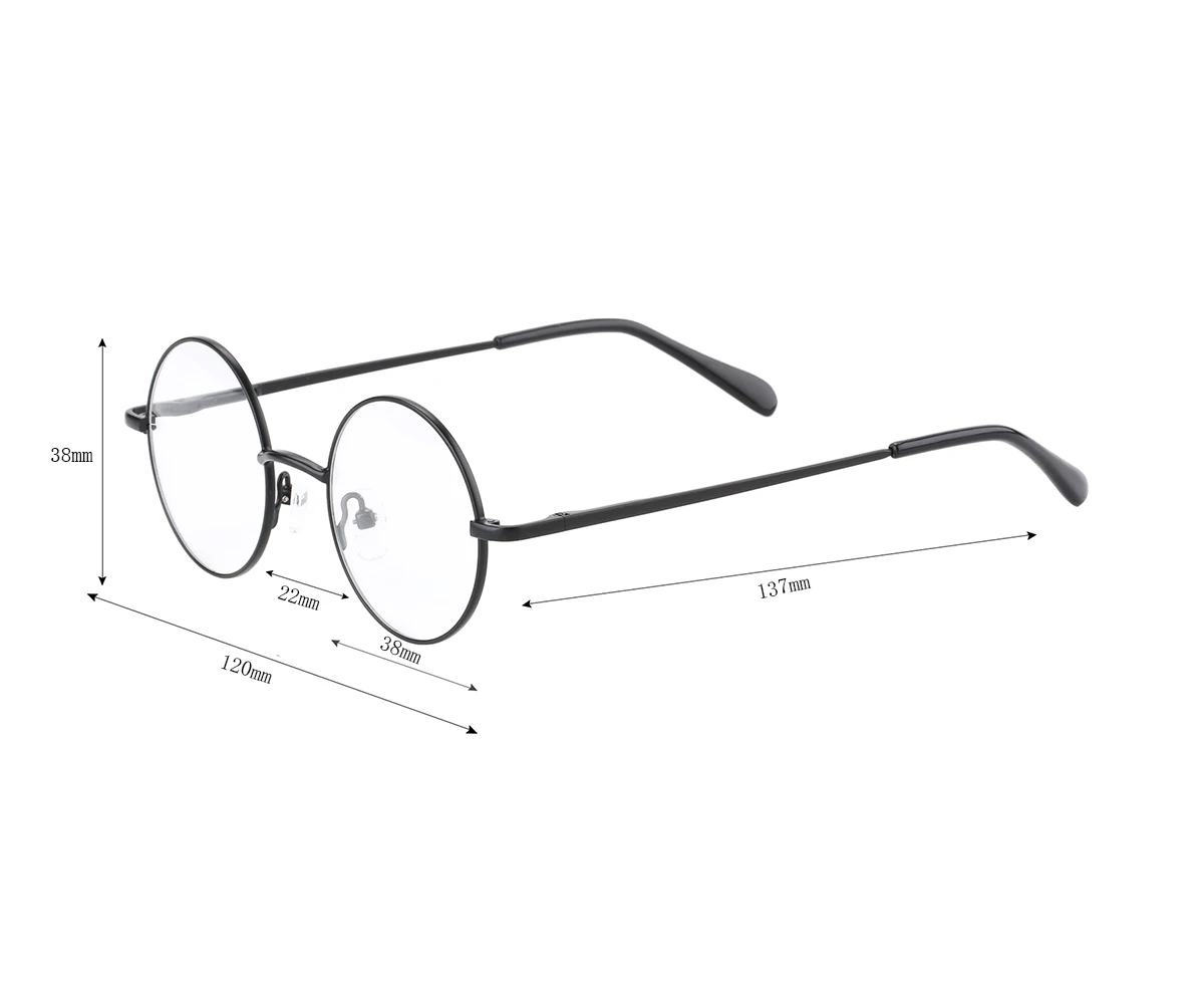 Small Round Retro Non-Prescription Metal Eyeglasses Frame with Spring Hinge, Optical Vintage Circle Glasses 38mm