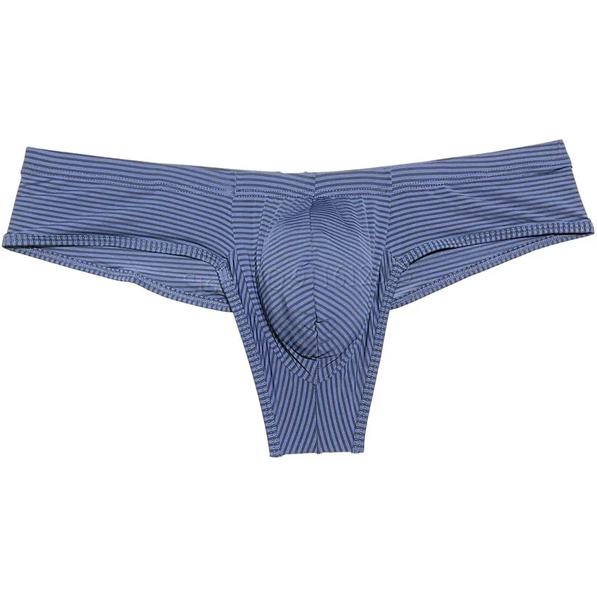 Slip boxer da uomo a righe Intimo bikini sottile in seta di ghiaccio Intimo maschile Cuecas Boxer Mini Enhance Pouch Box