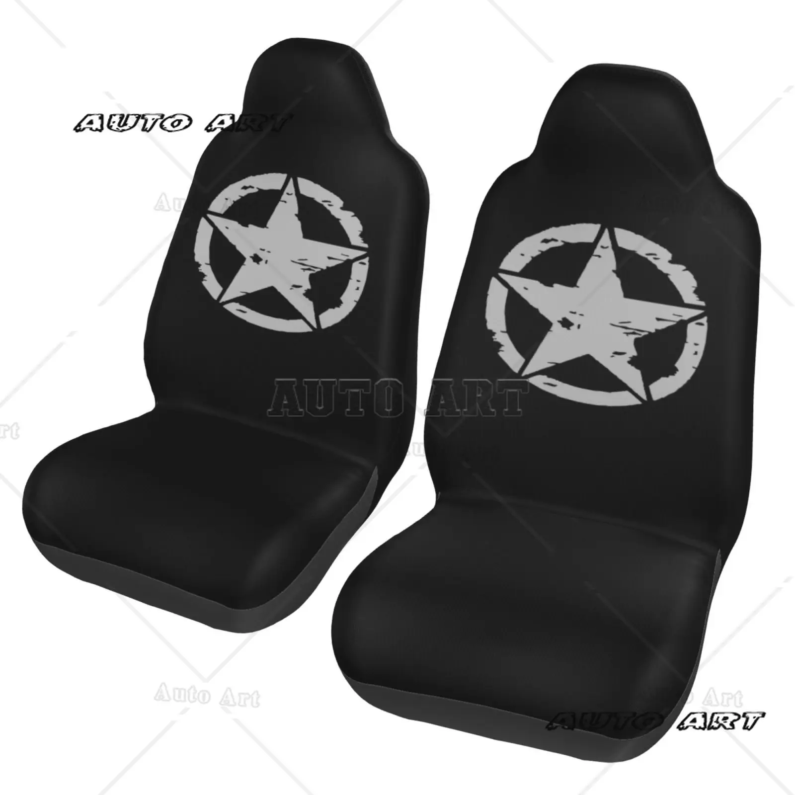 Used Five Pointed Star Pattern Two-piece Seat Cover Anti Pollution Convenient Protective Cover Universal Seat Protective Cover