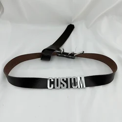 PU Leather Customized Letters Belt Punk Sexy Men Women Unisex Personalized Name Word Waist Belt Cosplay Accessory