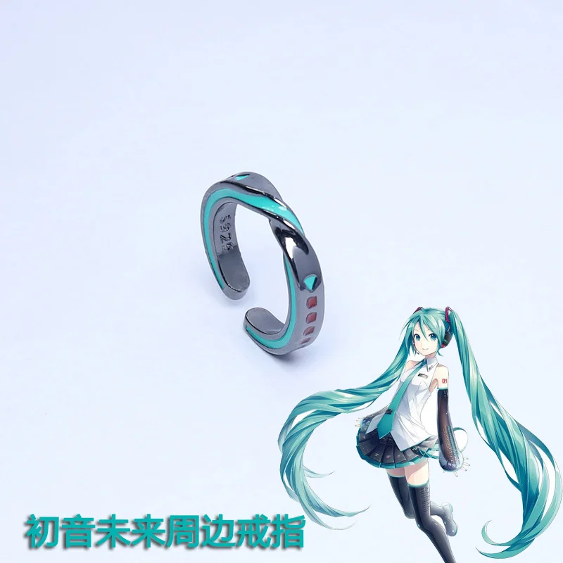 Hatsune Miku Anelli Anello in metallo per cartoni animati Moda donna Anelli per gioielli con dita regolabili Accessori per gioielli semplici Regali per ragazze