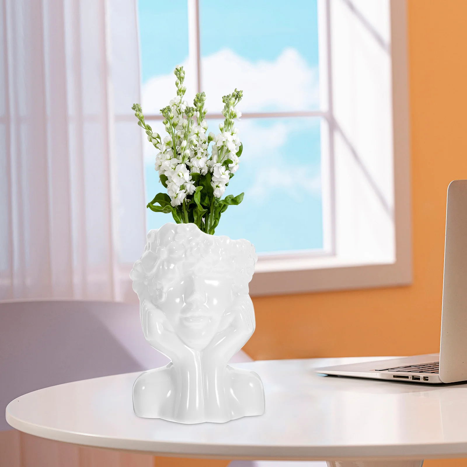 

Elegant Women Bust Ceramic Vase Flower Pot for Dining Table Desktop Floral Arrangement Decor Ceramic Vase Dried Flower Pot