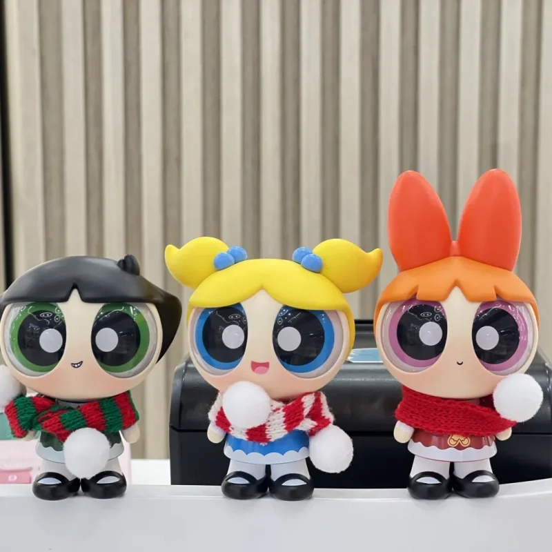 3pcs Set The Powerpuff Girls Doll Suit Figure Blossom Bubbles Buttercup Cartoon Hand Model Desktop Gift Toy Limited Edition New