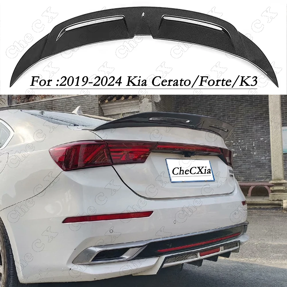 Suitable For Kia Cerato Forte Sport Gt 2019-2024 Fiberglass Hollow Out Tail Wing Glossy Black Trunk Lid Spoiler ﻿